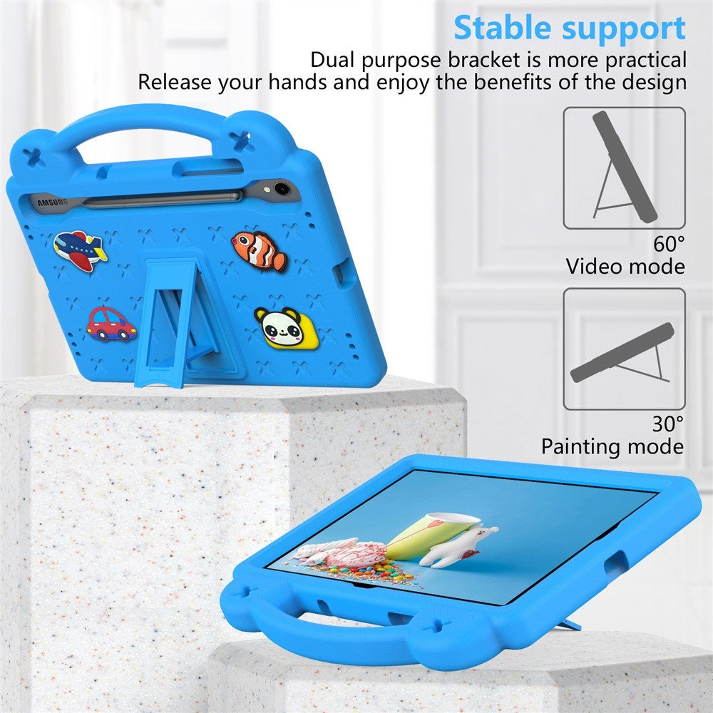 EIDERWOOD Samsung Galaxy Tab S11 / S10 Lite / S10 FE / S9 FE / S9 / S8 / S7 Børne Cover m. Kickstand & Håndholder - Blå