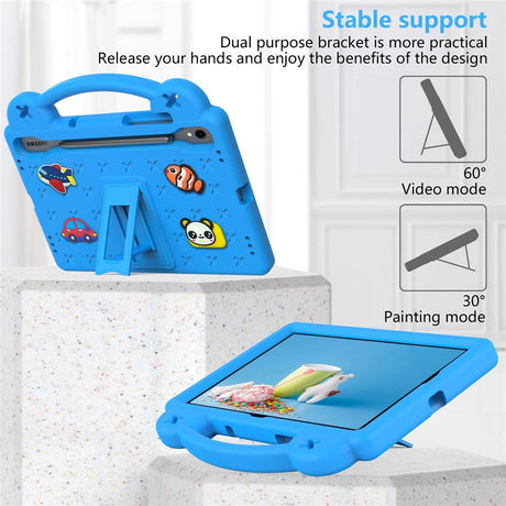 EIDERWOOD Samsung Galaxy Tab S11 / S10 Lite / S10 FE / S9 FE / S9 / S8 / S7 Børne Cover m. Kickstand & Håndholder - Blå
