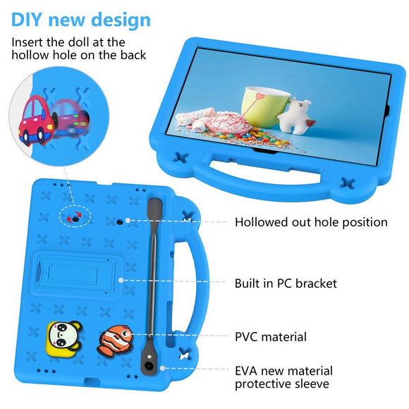 EIDERWOOD Samsung Galaxy Tab S11 / S10 Lite / S10 FE / S9 FE / S9 / S8 / S7 Børne Cover m. Kickstand & Håndholder - Blå