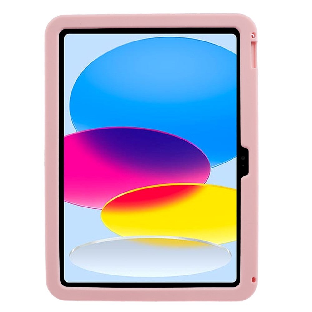 iPad 11" (2025) / iPad 10.9" (2024/2022) Silikone Børne Cover - Sommerfugl Kickstand Cover m. Skulderstrop - Lyserød
