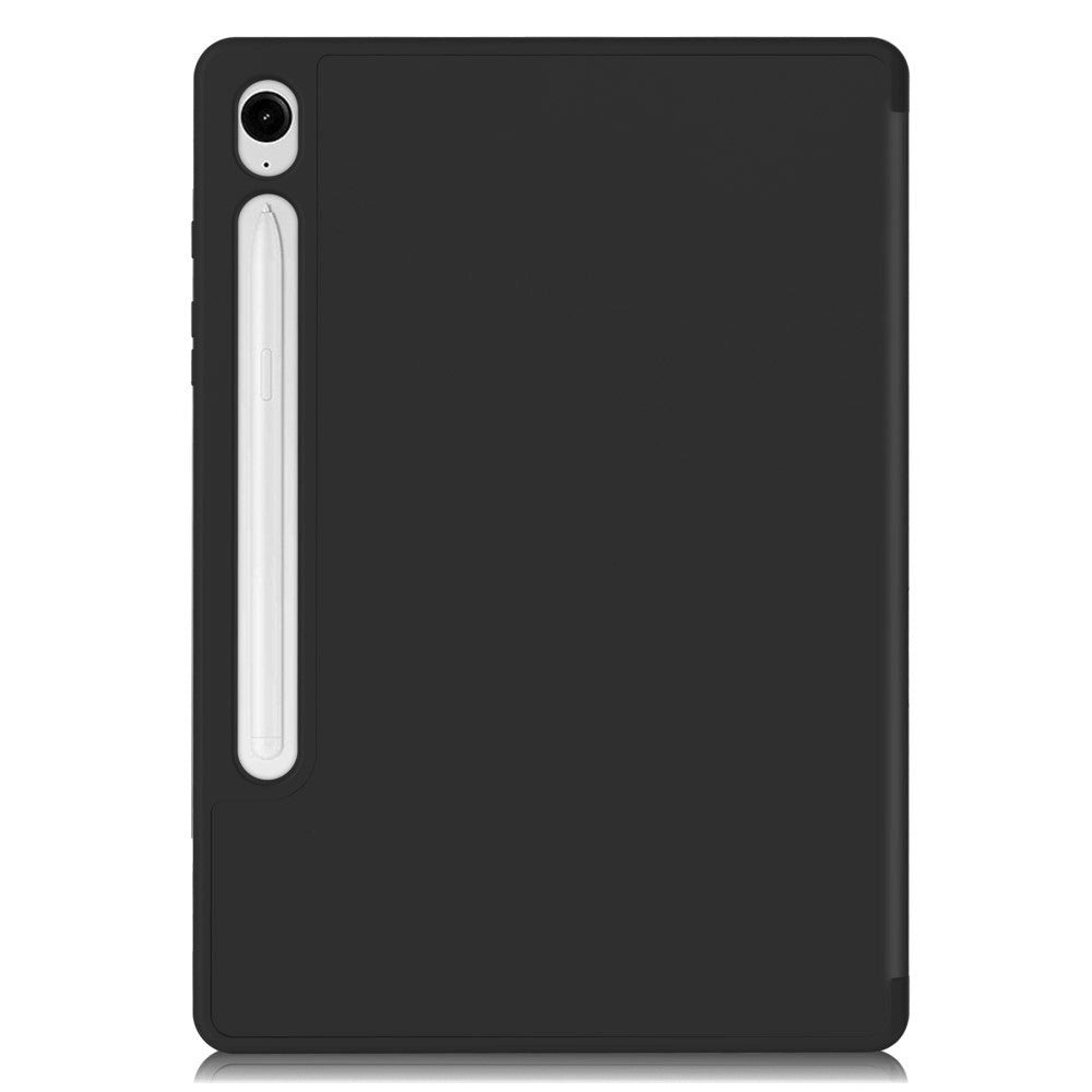 Samsung Galaxy Tab S10 FE / S9 FE Magnetisk Tri-Fold Læder Cover m. Pencil Holder - Sort