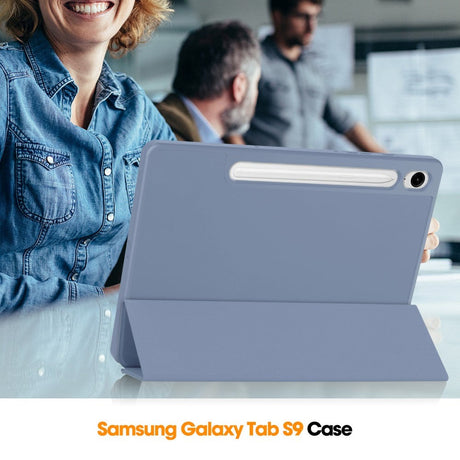 Samsung Galaxy Tab S10 FE / S9 FE Magnetisk Tri-Fold Læder Cover m. Pencil Holder - Lilla