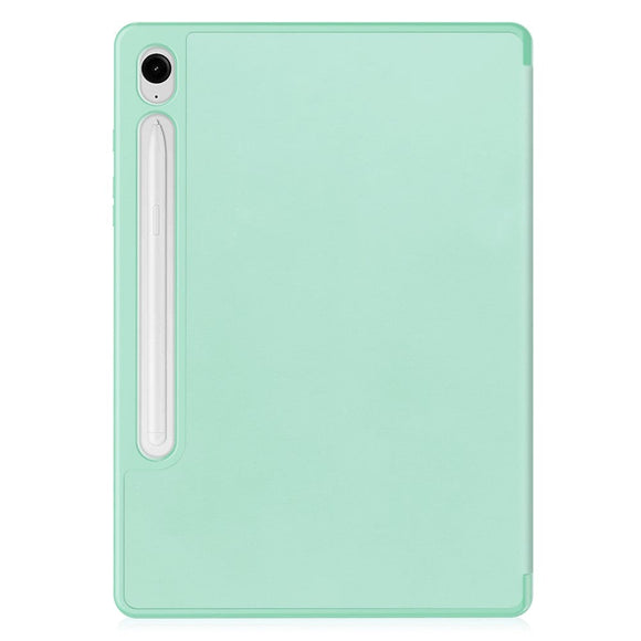 Samsung Galaxy Tab S10 FE / S9 FE Magnetisk Tri-Fold Læder Cover m. Pencil Holder - Mintgrøn