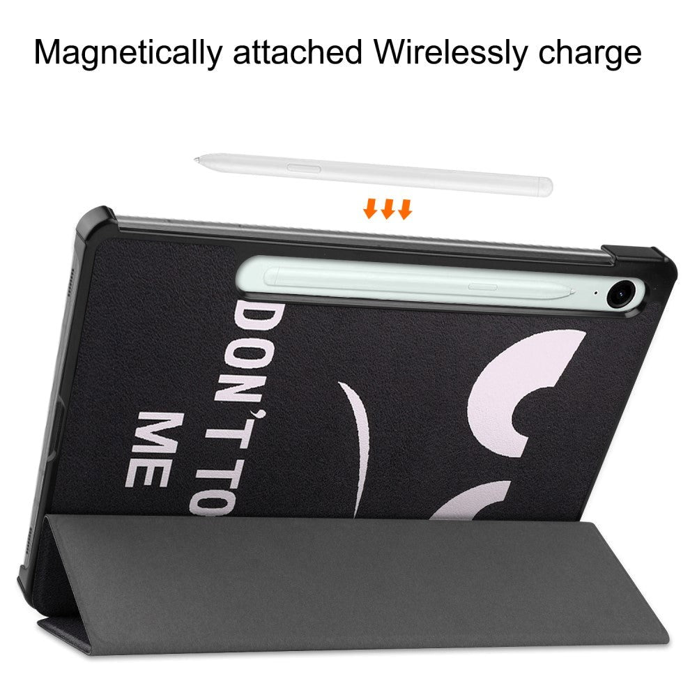 Samsung Galaxy Tab S10 FE / S9 FE Tri-Fold Kunstlæder Cover m. Pen Holder - "Don't Touch Me"