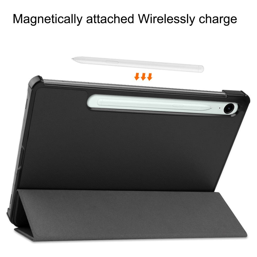 Samsung Galaxy Tab S9 FE Tri-Fold Kunstlæder Cover - Sort