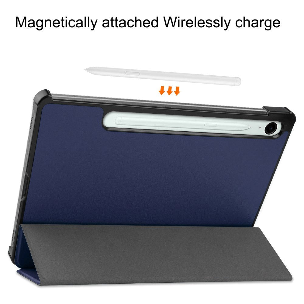 Samsung Galaxy Tab S9 FE Tri-Fold Kunstlæder Cover - Blå