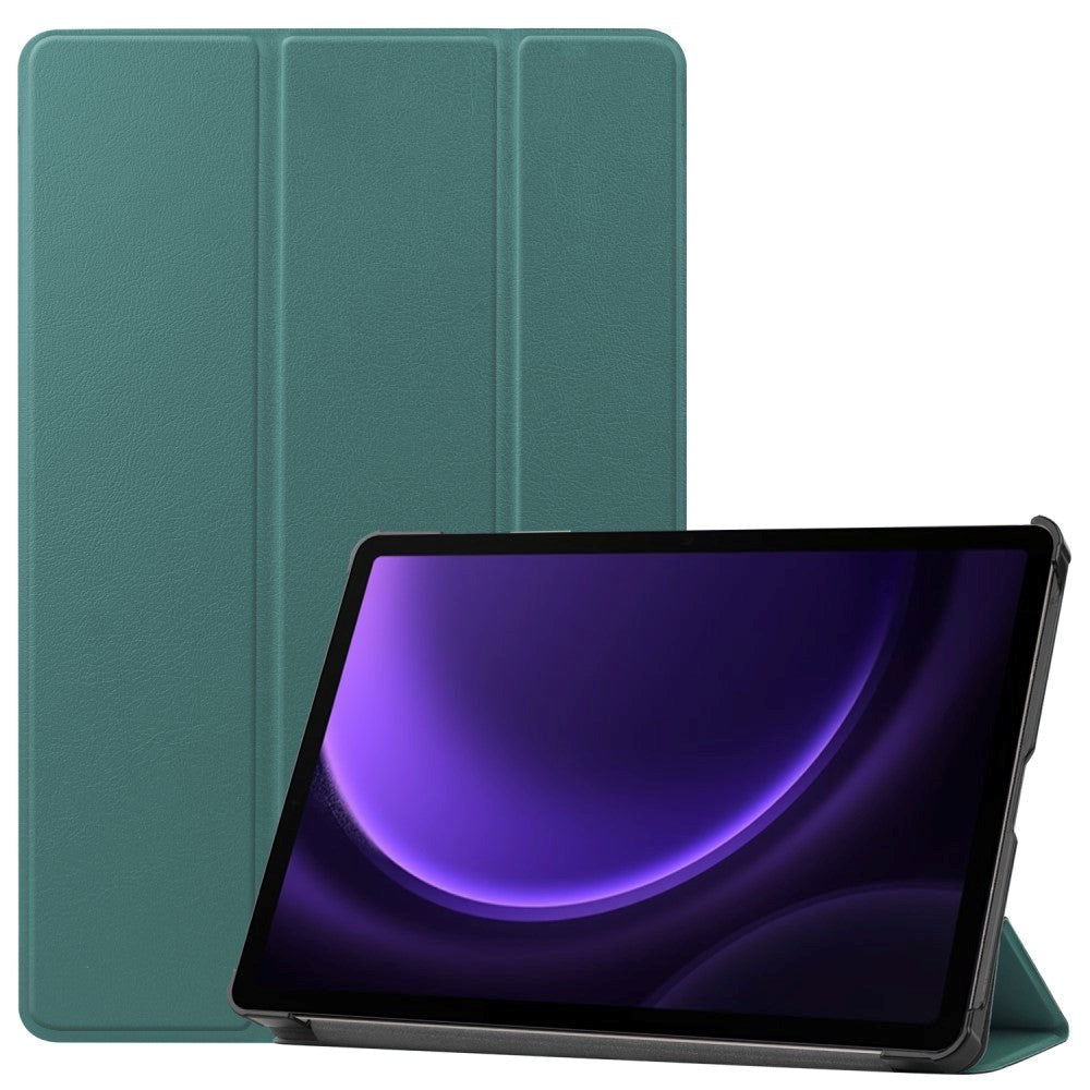 Samsung Galaxy Tab S9 FE Tri-Fold Kunstlæder Cover - Mørkegrøn