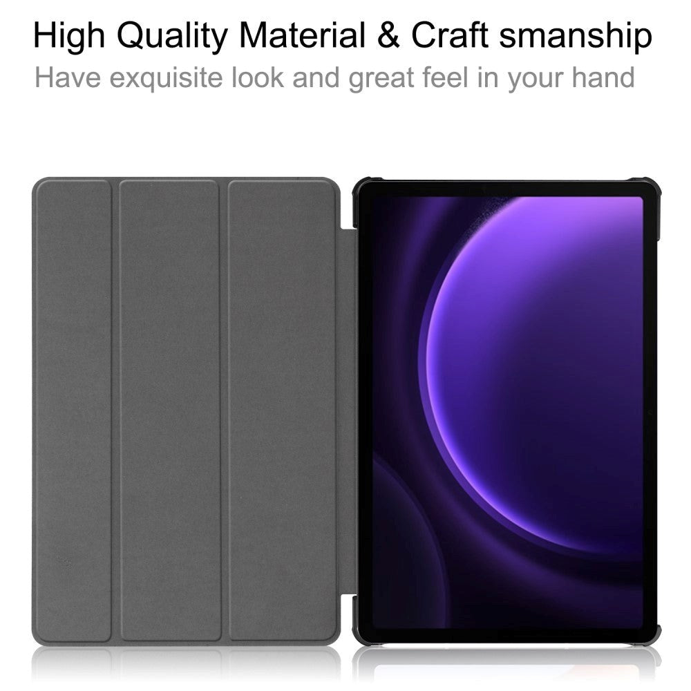Samsung Galaxy Tab S9 FE Tri-Fold Kunstlæder Cover - Grå