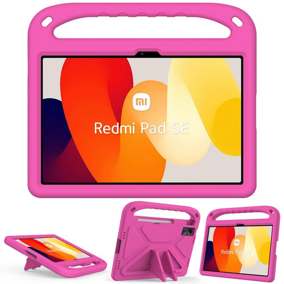 EIDERWOOD Xiaomi Redmi Pad SE Anti-Drop Tablet Cover m. Håndtag og Stå Funktion - Lyserød