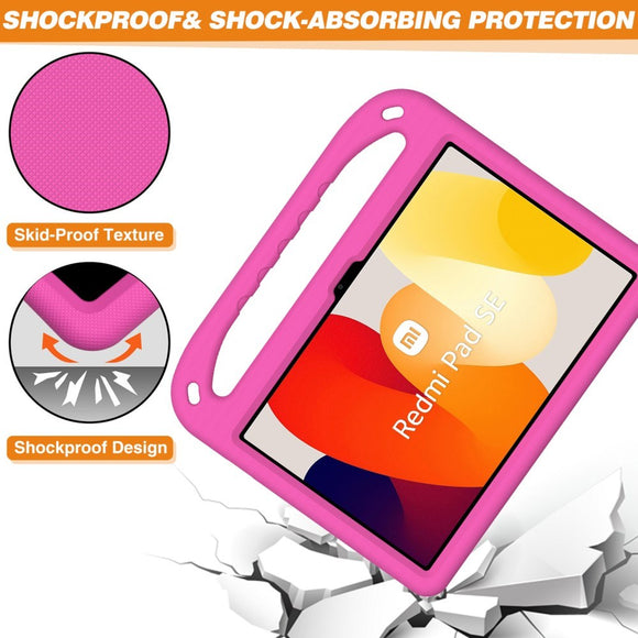 EIDERWOOD Xiaomi Redmi Pad SE Anti-Drop Tablet Cover m. Håndtag og Stå Funktion - Lyserød