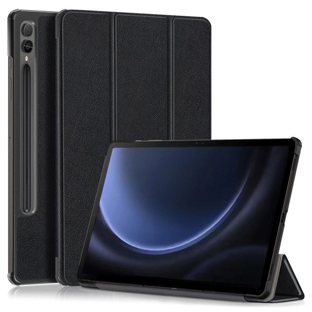 Samsung Galaxy Tab S9 FE+ (Plus) Tri-Fold Læder Cover m. Standerfunktion - Sort