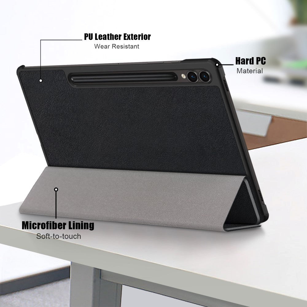 Samsung Galaxy Tab S9 FE+ (Plus) Tri-Fold Læder Cover m. Standerfunktion - Sort
