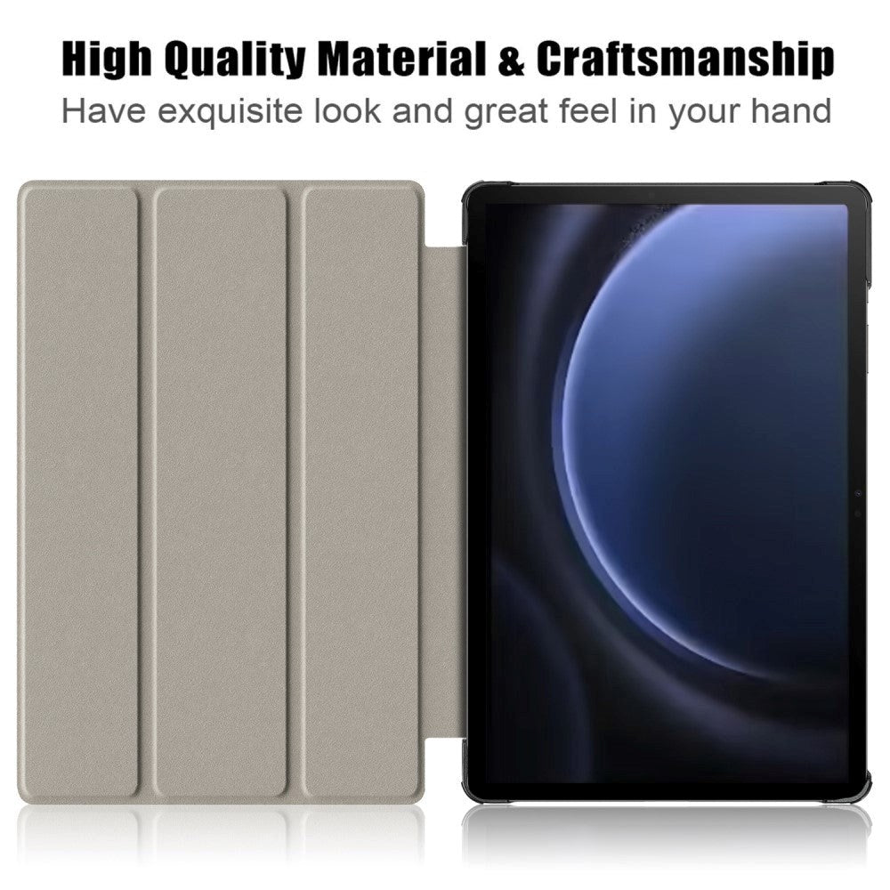 Samsung Galaxy Tab S9 FE+ (Plus) Tri-Fold Læder Cover m. Standerfunktion - Rød