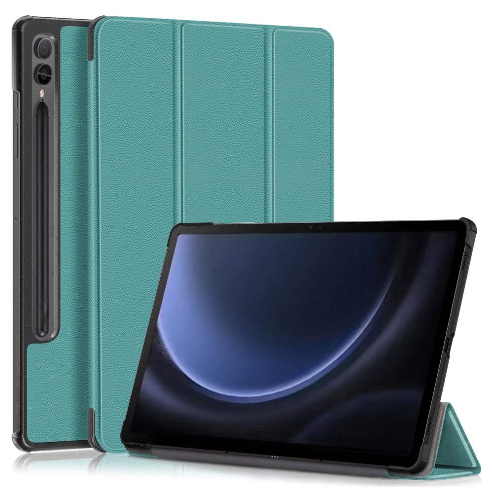 Samsung Galaxy Tab S9 FE+ (Plus) Tri-Fold Læder Cover m. Standerfunktion - Grøn