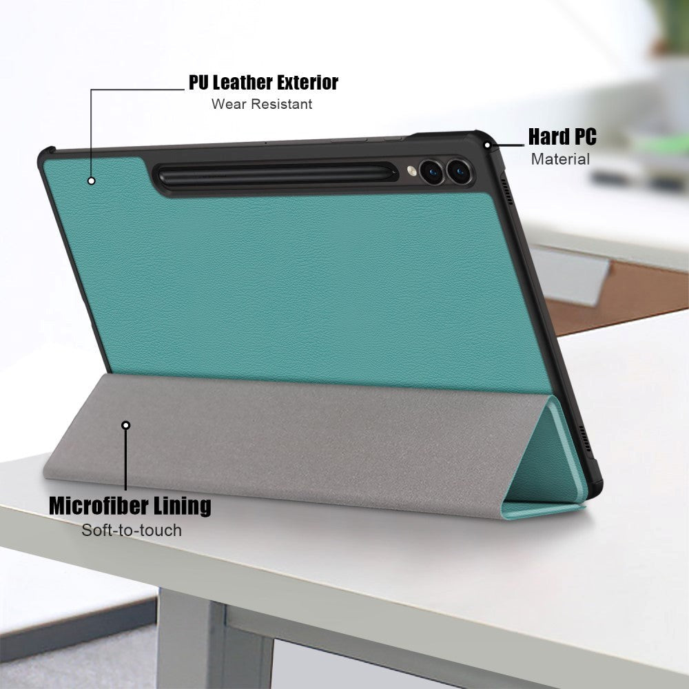 Samsung Galaxy Tab S9 FE+ (Plus) Tri-Fold Læder Cover m. Standerfunktion - Grøn