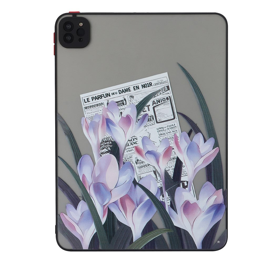 iPad Pro 11" (2022 / 2021 / 2020) Fleksibelt Plastik Cover - Mat Gennemsigtig / Lilla Blomster