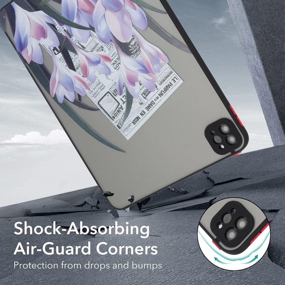 iPad Pro 11" (2022 / 2021 / 2020) Fleksibelt Plastik Cover - Mat Gennemsigtig / Lilla Blomster