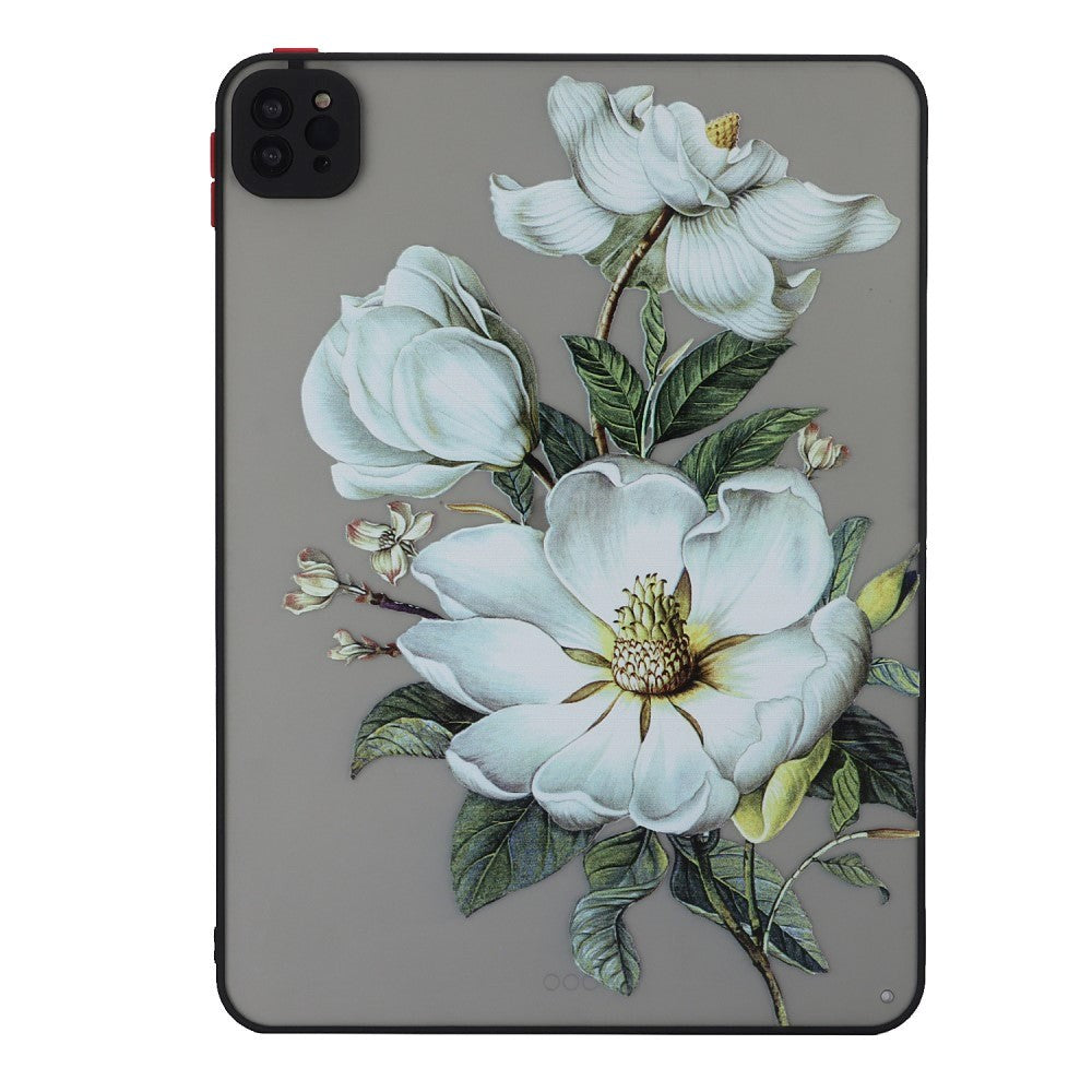 iPad Pro 11" (2022 / 2021 / 2020) Fleksibelt Plastik Cover - Mat Gennemsigtig / Hvide Blomster