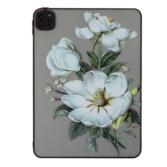 iPad Pro 11" (2022 / 2021 / 2020) Fleksibelt Plastik Cover - Mat Gennemsigtig / Hvide Blomster
