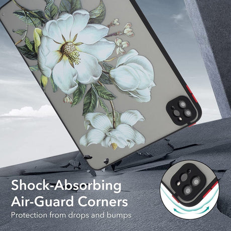 iPad Pro 11" (2022 / 2021 / 2020) Fleksibelt Plastik Cover - Mat Gennemsigtig / Hvide Blomster