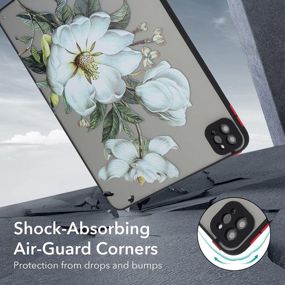 iPad Pro 11" (2022 / 2021 / 2020) Fleksibelt Plastik Cover - Mat Gennemsigtig / Hvide Blomster