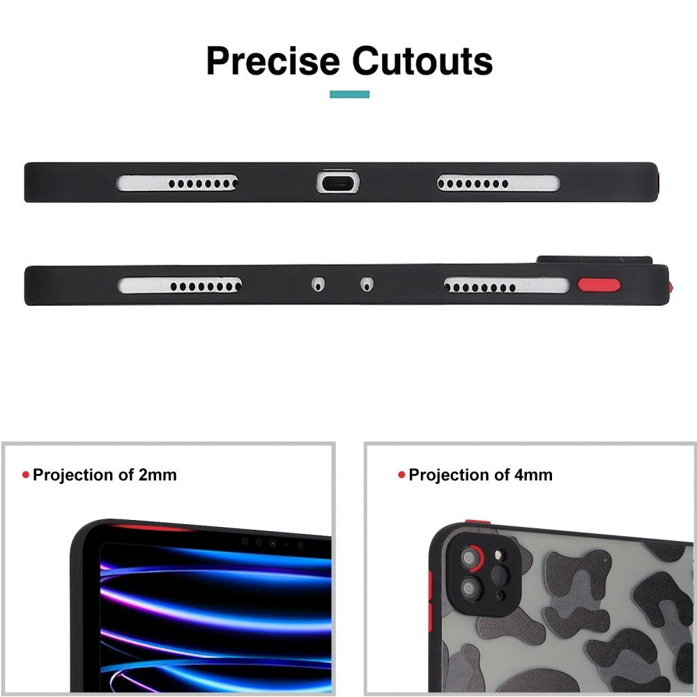 iPad Pro 11" (2022 / 2021 / 2020) Fleksibelt Plastik Cover - Mat Gennemsigtig / Leopard Prikker