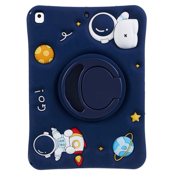 iPad 10.2 (2021 / 2020 / 2019) / Air 10.5 (2019) Børne Cover - Astronaut Cover m. Stander & Skulderstrop - Mørkeblå