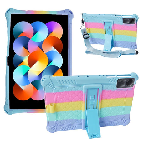 EIDERWOOD Xiaomi Redmi Pad SE Hybrid Cover m. Ståfunktion & Skulderstrop - Regnbue