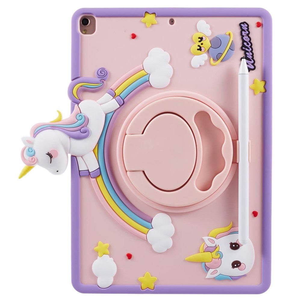 iPad 10.2" (2021 / 2020 / 2019) / iPad Pro 10.5" / iPad Air (2019) Børne Cover m. Stander & Cartoon - Lyserød