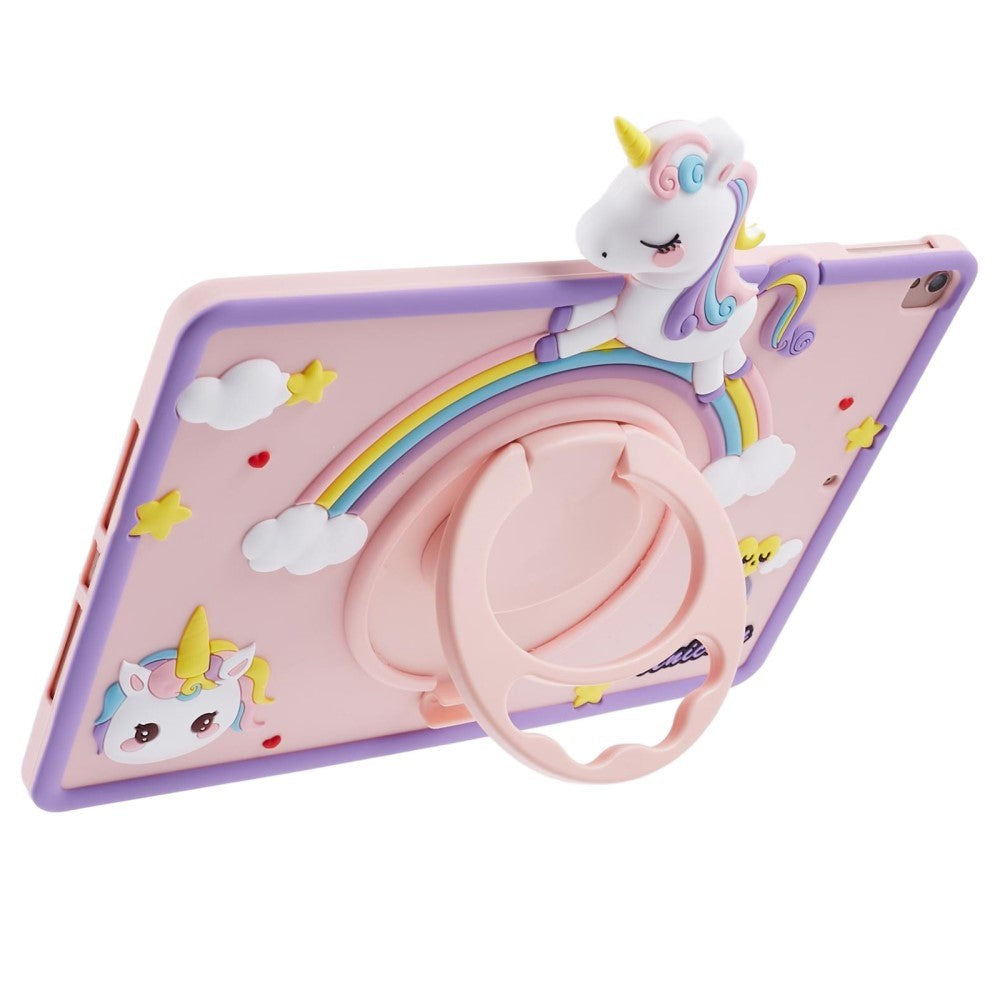 iPad 10.2" (2021 / 2020 / 2019) / iPad Pro 10.5" / iPad Air (2019) Børne Cover m. Stander & Cartoon - Lyserød
