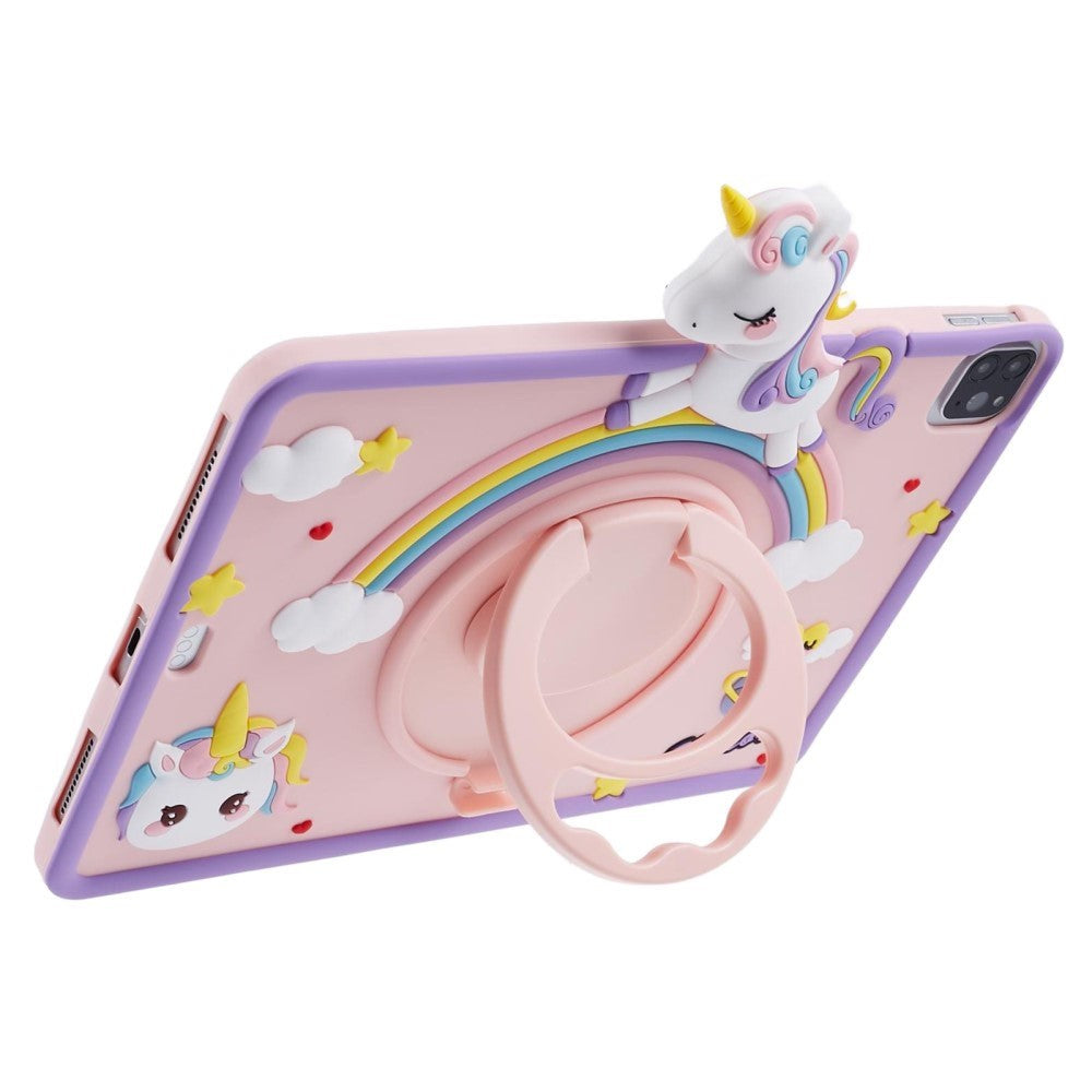 iPad Air (2022 / 2020) / Pro 11 (2022 / 2021 / 2020 / 2018) Børne Cover m. Stander & Cartoon - Lyserød