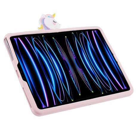 iPad Air (2022 / 2020) / Pro 11 (2022 / 2021 / 2020 / 2018) Børne Cover m. Stander & Cartoon - Lyserød