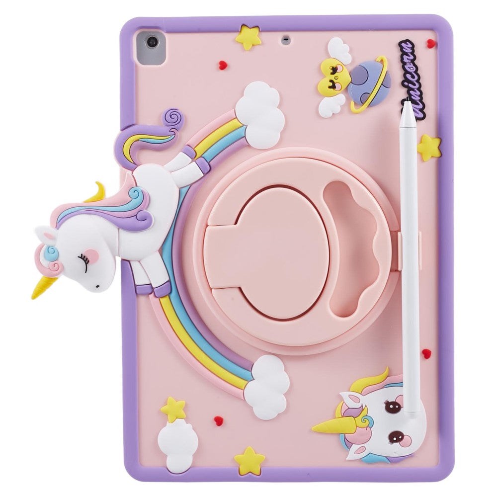 iPad 9.7 (2018-2017) / iPad Air / Air 2 Børne Cover m. Stander & Cartoon - Lyserød