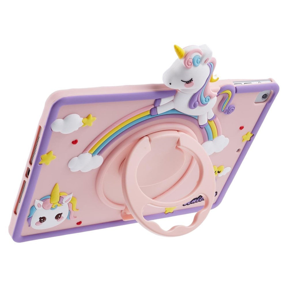 iPad 9.7 (2018-2017) / iPad Air / Air 2 Børne Cover m. Stander & Cartoon - Lyserød
