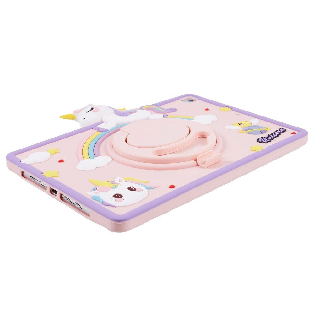 iPad 9.7 (2018-2017) / iPad Air / Air 2 Børne Cover m. Stander & Cartoon - Lyserød