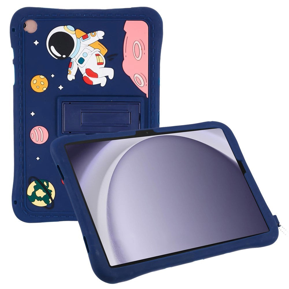 Samsung Galaxy Tab A9+ (Plus) Børne Cover m. Stander & Cartoon - Mørkeblå