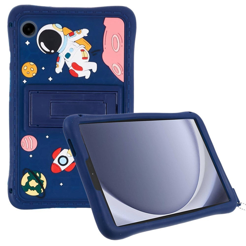 Samsung Galaxy Tab A9 Børne Cover m. Stander & Cartoon - Mørkeblå
