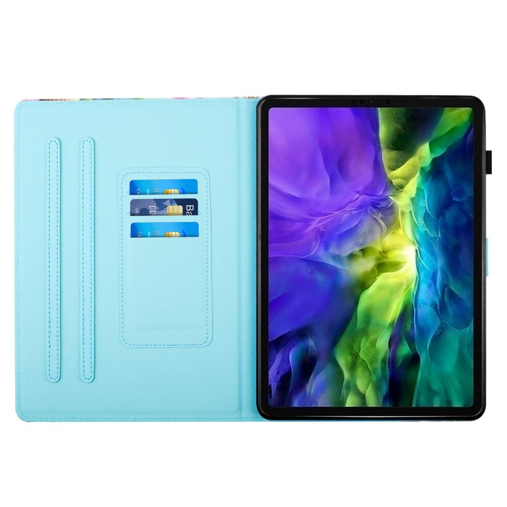 iPad 11" (2025) / iPad 10.9" (2024/2022) Læder Cover m. Ståfunktion & Kortholder - Bølger