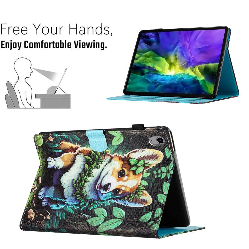 iPad 11" (2025) / iPad 10.9" (2024/2022) Læder Cover m. Ståfunktion & Kortholder - Corgi