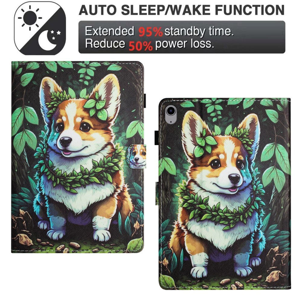 iPad 11" (2025) / iPad 10.9" (2024/2022) Læder Cover m. Ståfunktion & Kortholder - Corgi