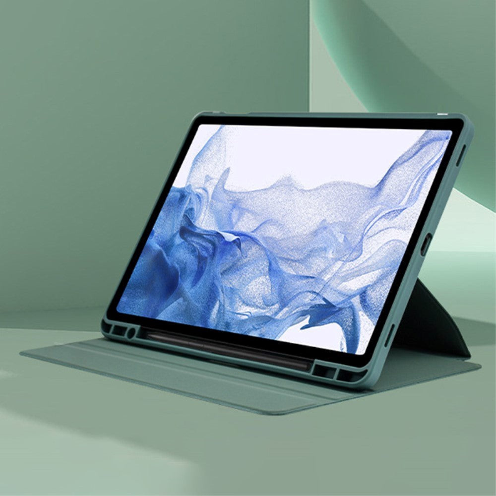 Samsung Galaxy Tab S9+ (Plus) / S9 Fe+ (Plus) Hybrid Flip Cover m. Pen Holder - Sort / Gennemsigtig
