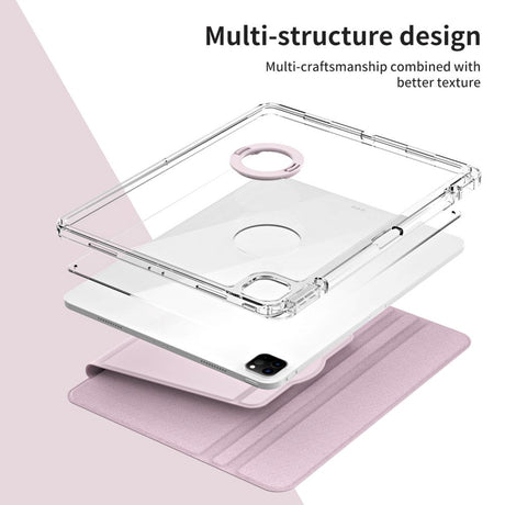 iPad Pro 12.9" (2022 / 2021 / 2020 / 2018) 2 i 1 Hybrid Flip Cover m. Kameralinse Beskyttelse & Pen Holder - Lyserød / Gennemsigtig