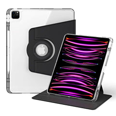 iPad Pro 12.9" (2022 / 2021 / 2020 / 2018) 2 i 1 Hybrid Flip Cover m. Kameralinse Beskyttelse & Pen Holder - Sort / Gennemsigtig