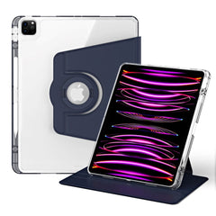 iPad Pro 12.9" (2022 / 2021 / 2020 / 2018) 2 i 1 Hybrid Flip Cover m. Kameralinse Beskyttelse & Pen Holder - Blå / Gennemsigtig