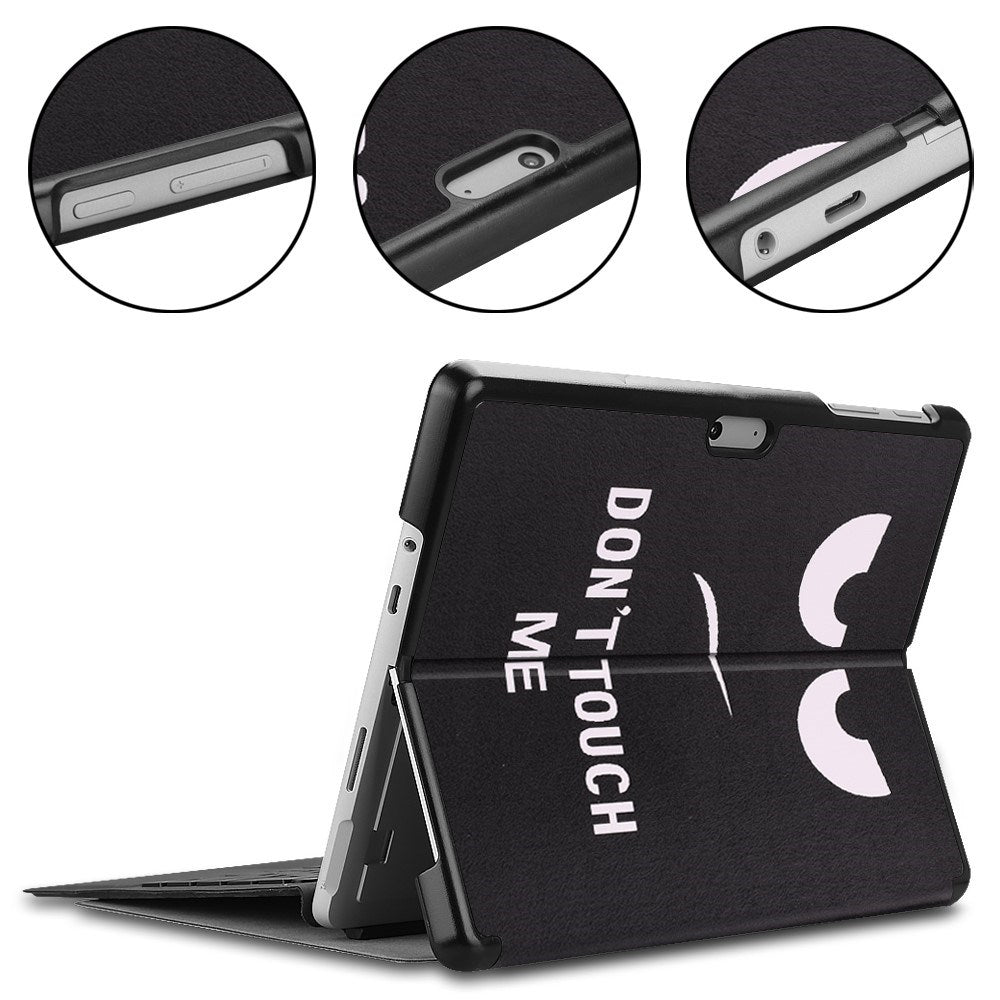 EIDERWOOD Microsoft Surface Go 4 Læder Cover m. Ståfunktion - "Don't Touch Me"
