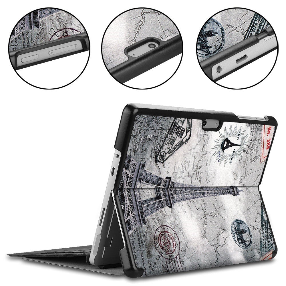 EIDERWOOD Microsoft Surface Go 4 Læder Cover m. Ståfunktion - Eiffeltårnet