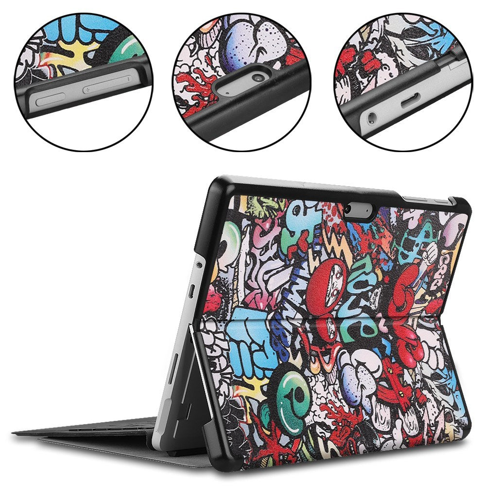 EIDERWOOD Microsoft Surface Go 4 Læder Cover m. Ståfunktion - Graffiti