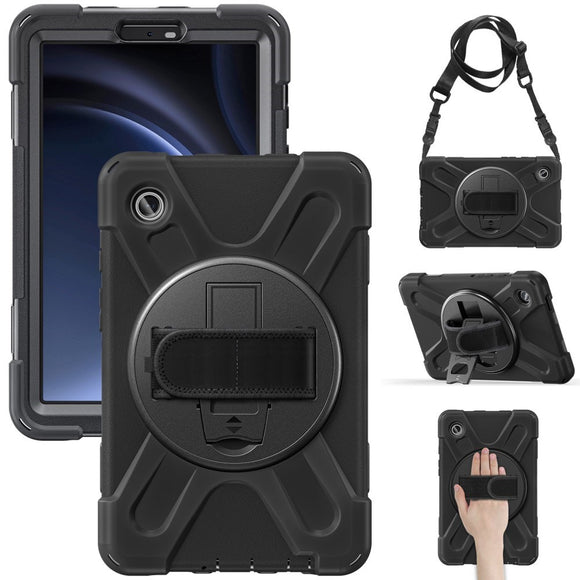 EIDERWOOD Samsung Galaxy Tab A9 Håndværker Cover m. Håndholder, Kickstand, Pencil Holder & Skulderstrop - Sort