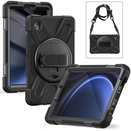 EIDERWOOD Samsung Galaxy Tab A9 Håndværker Cover m. Håndholder, Kickstand, Pencil Holder & Skulderstrop - Sort
