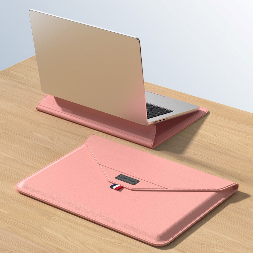 MacBook / Laptop Sleeve 13-14" (32 x 24 cm) m. Tri-fold Ståfunktion - Pink